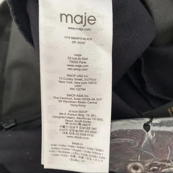 Maje Smarta Black Lamb Leather Stretch Leggings Small NWTS